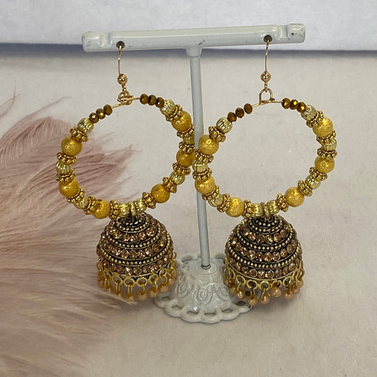Golden Hoop Earrings Indian Style Earring/ Pakistani Fashion/ Fashion Jewellery/ Gift for Women