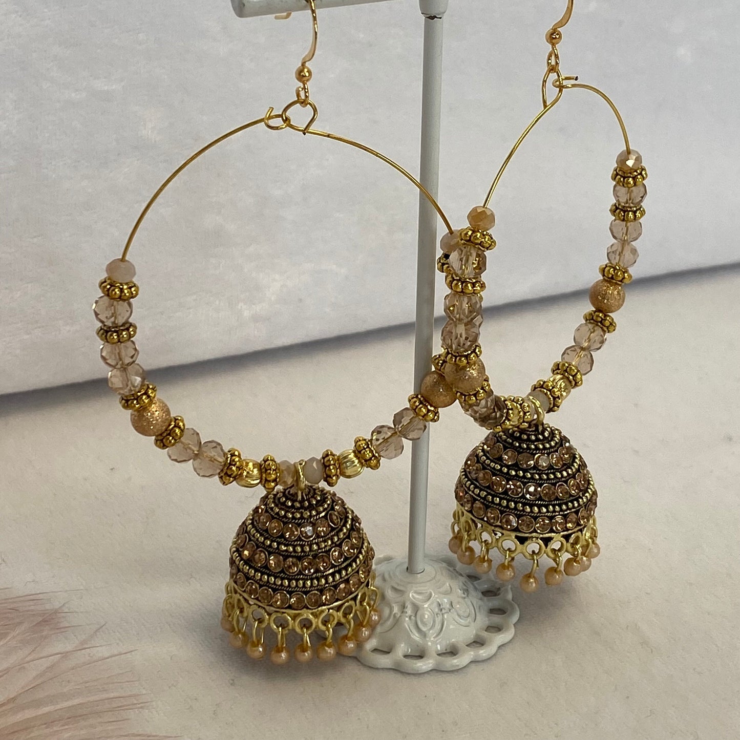 Large Clear/Golden Hoop Earrings/ Hoops/ Fashion Jewellery/ Gift for Women/Indian/Pakistani style