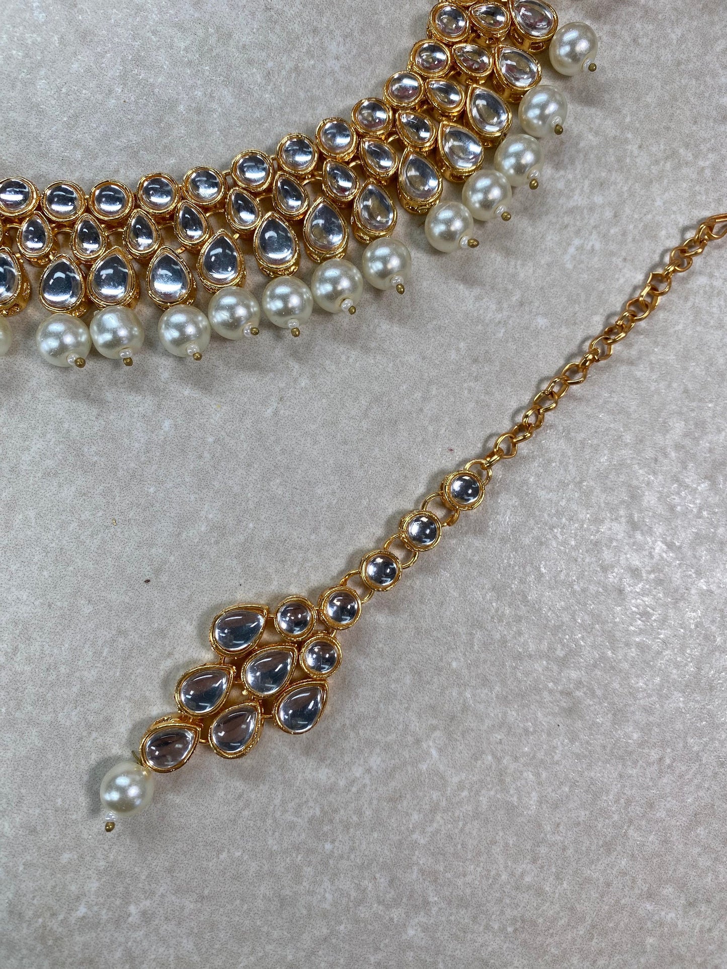 Faux Kundan Pearl Choker Set