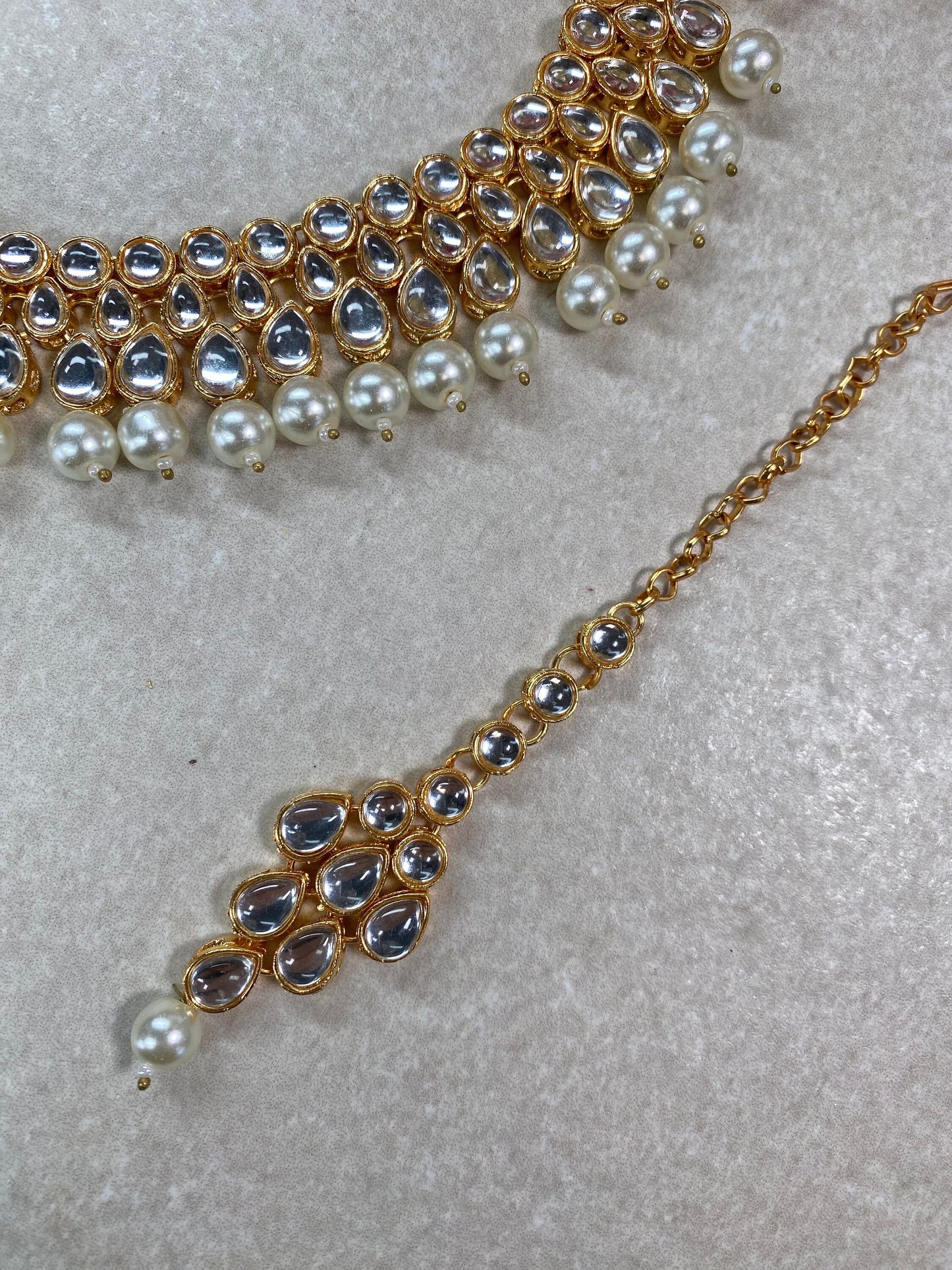 Faux Kundan Pearl Choker Set