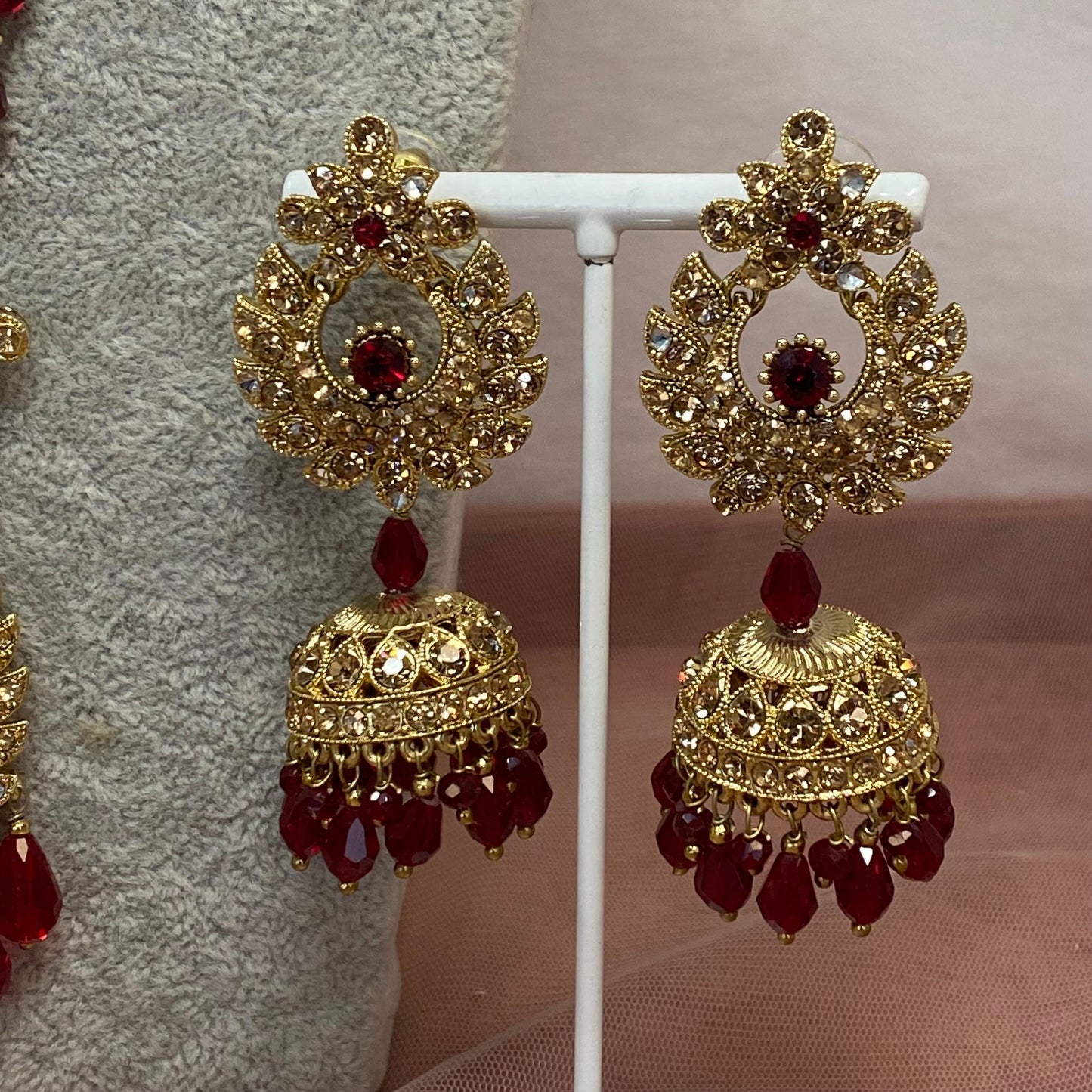 Maroon Bridal Mala Set (Slightly Imperfect)