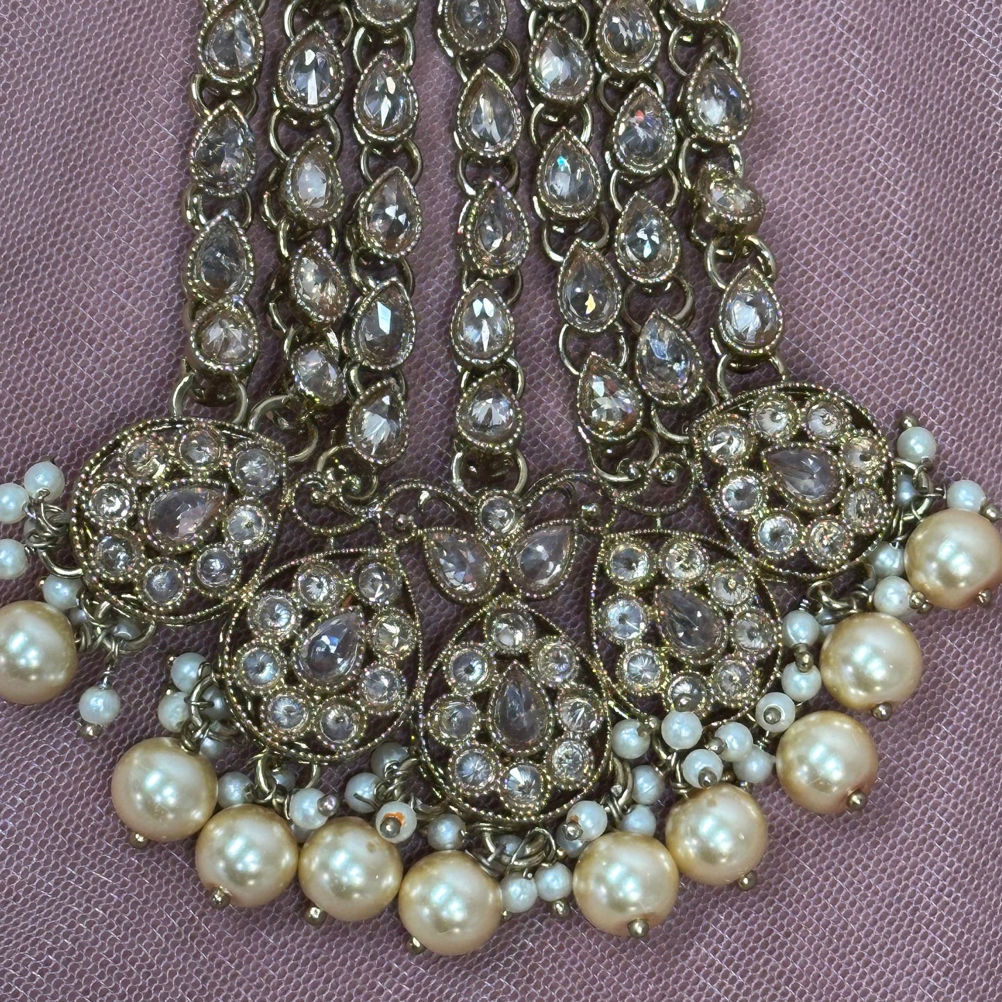 Pearl Jhumar - Champagne/ Passa/ Indian/ Pakistani Style/Headpieces