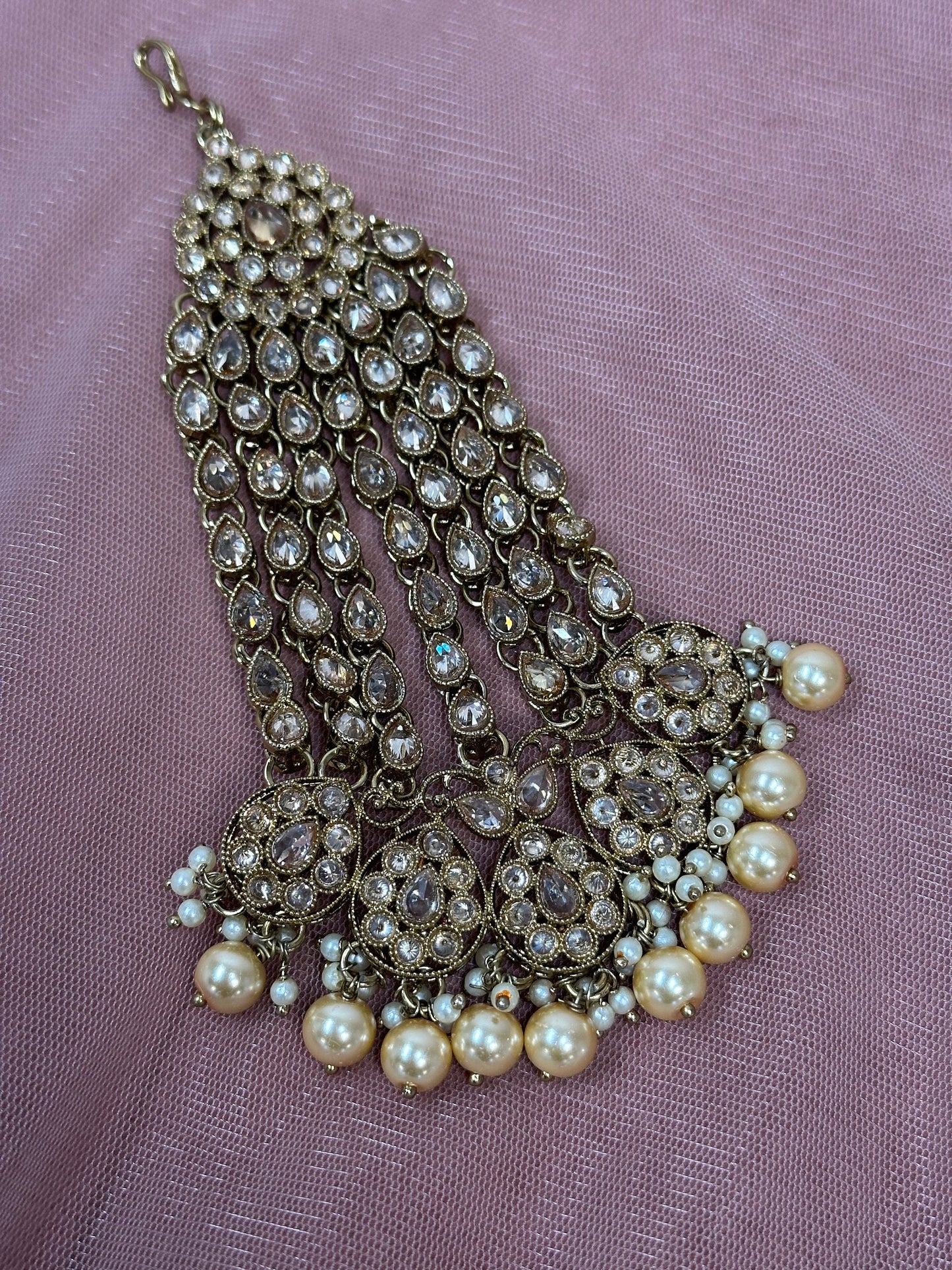 Pearl Jhumar - Champagne/ Passa/ Indian/ Pakistani Style/Headpieces