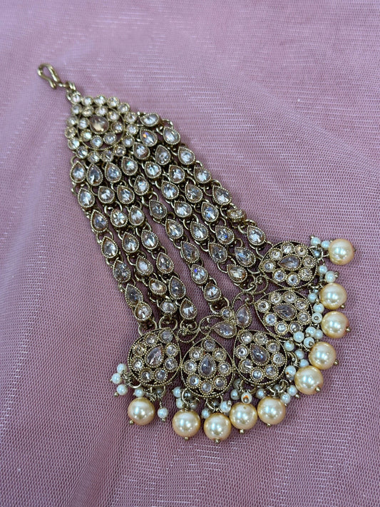 Pearl Jhumar - Champagne/ Passa/ Indian/ Pakistani Style/Headpieces
