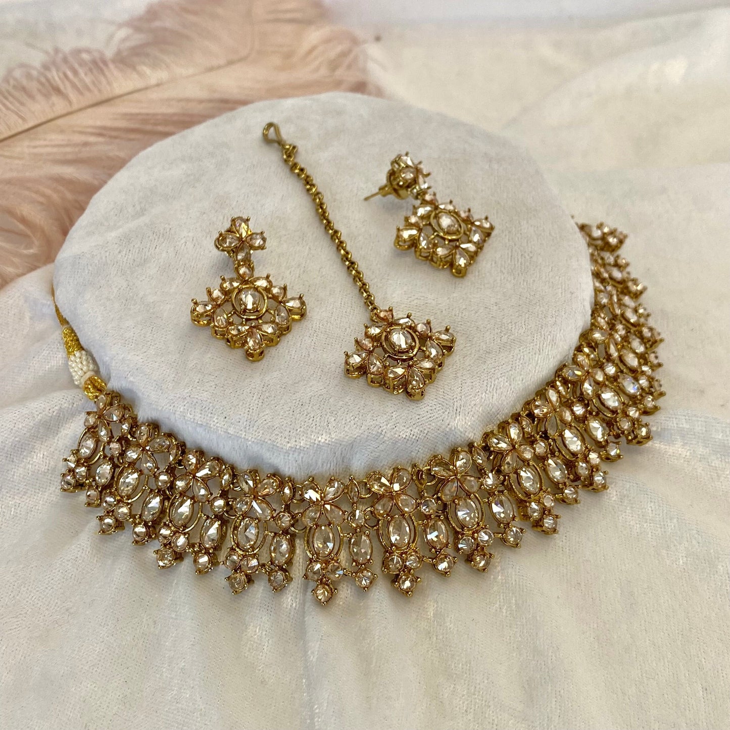 Choker Set - Clear/Gold Crystal