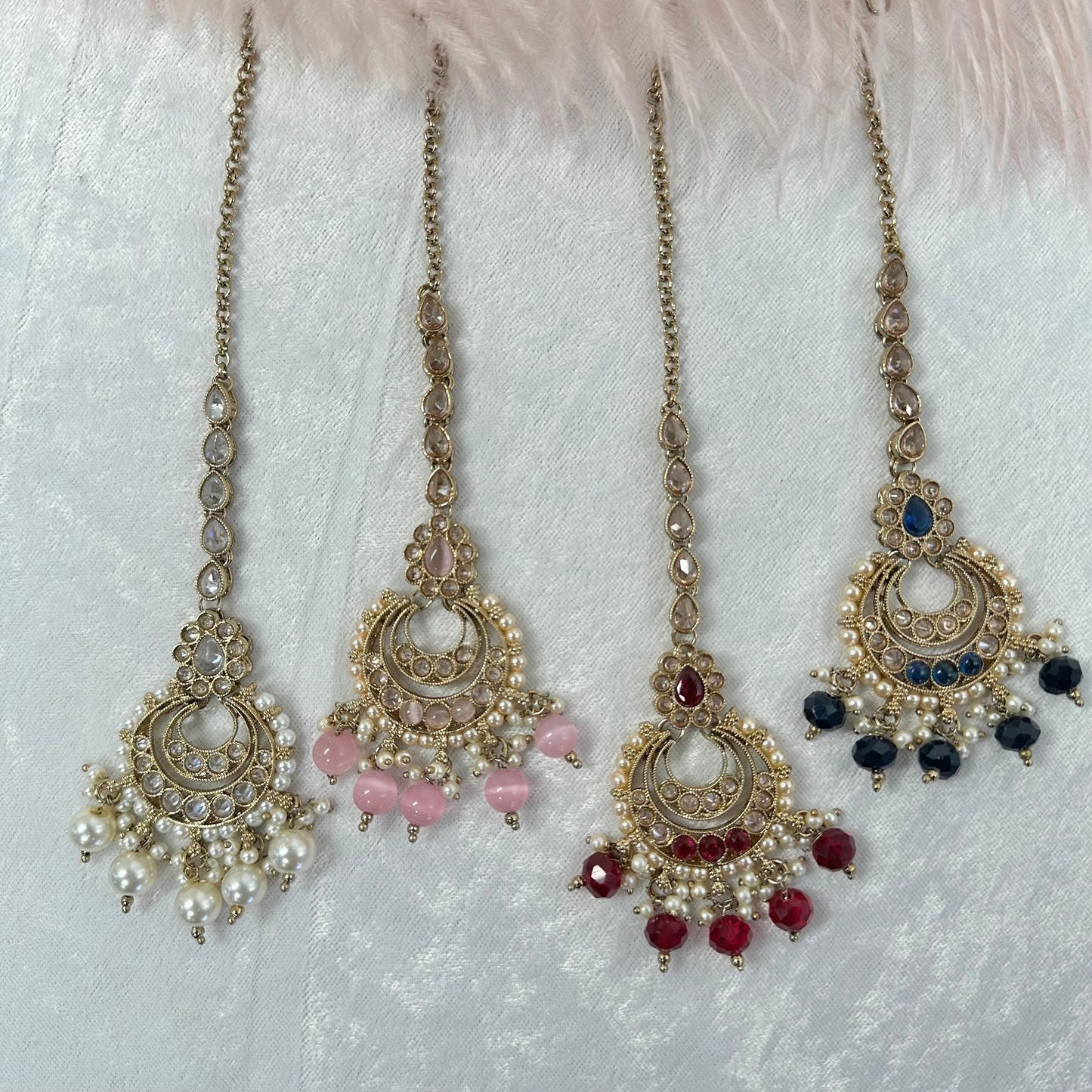 Crystal Tikka - Maroon/ Tikli/ Indian/ Pakistani Fashion Jewellery/Maang Tikkas