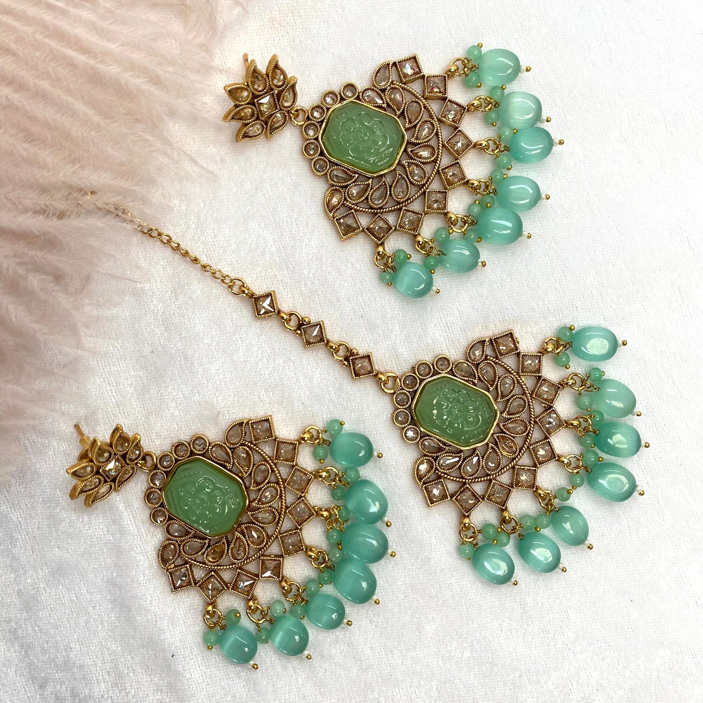 Crystal Indian Earrings and Tikka