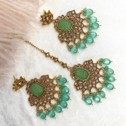 Crystal Indian Earrings and Tikka