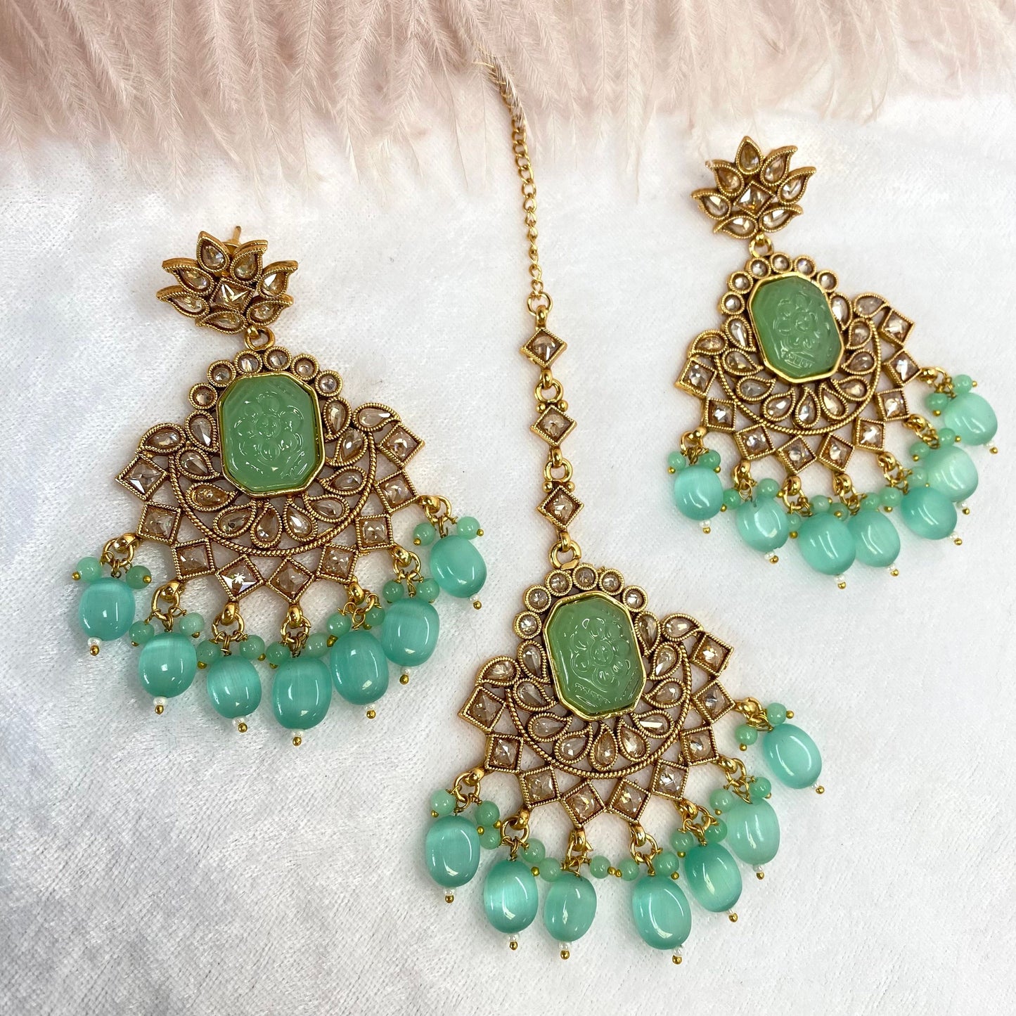 Crystal Indian Earrings and Tikka