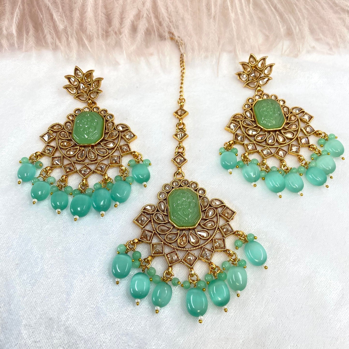 Crystal Indian Earrings and Tikka