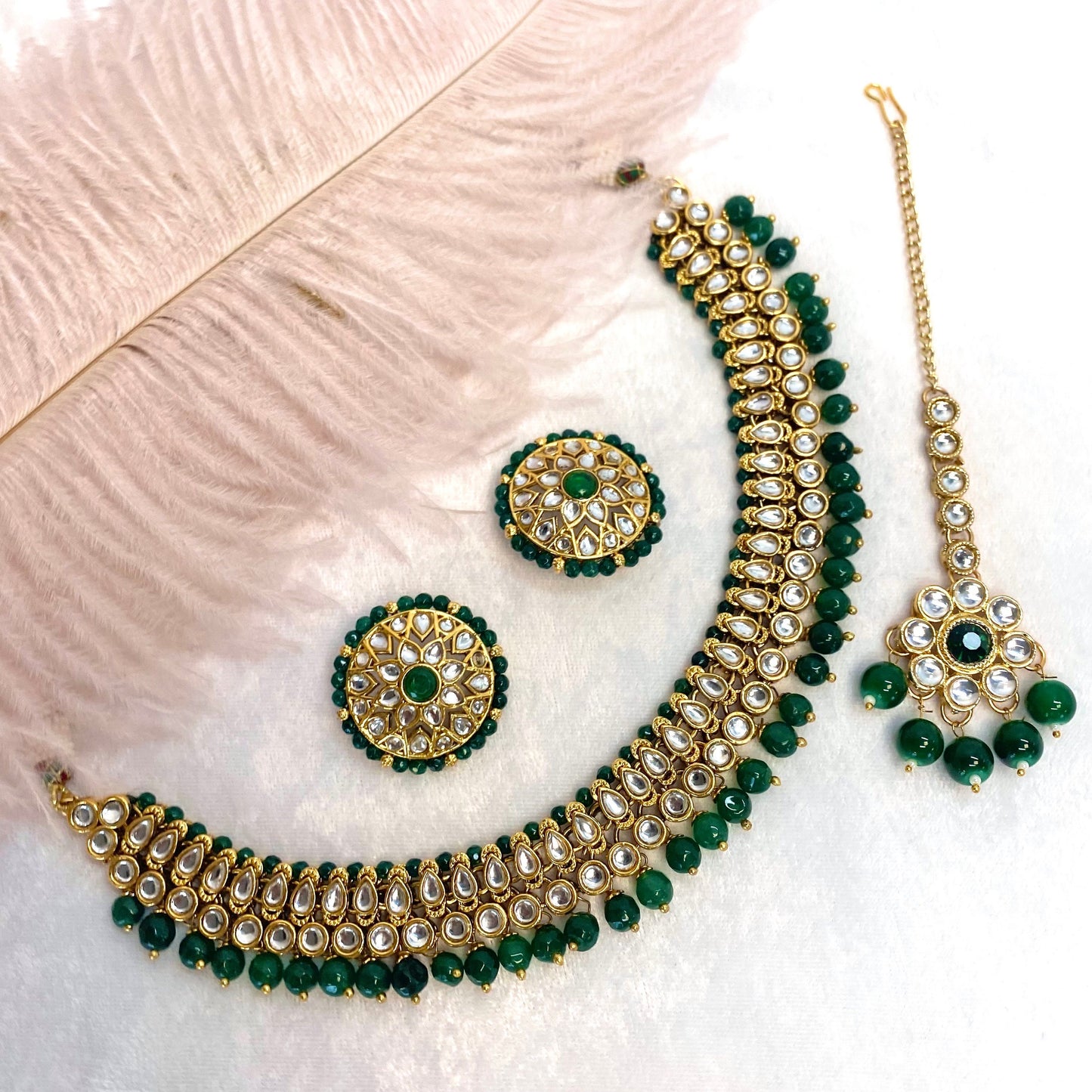 Faux Kundan Green Choker