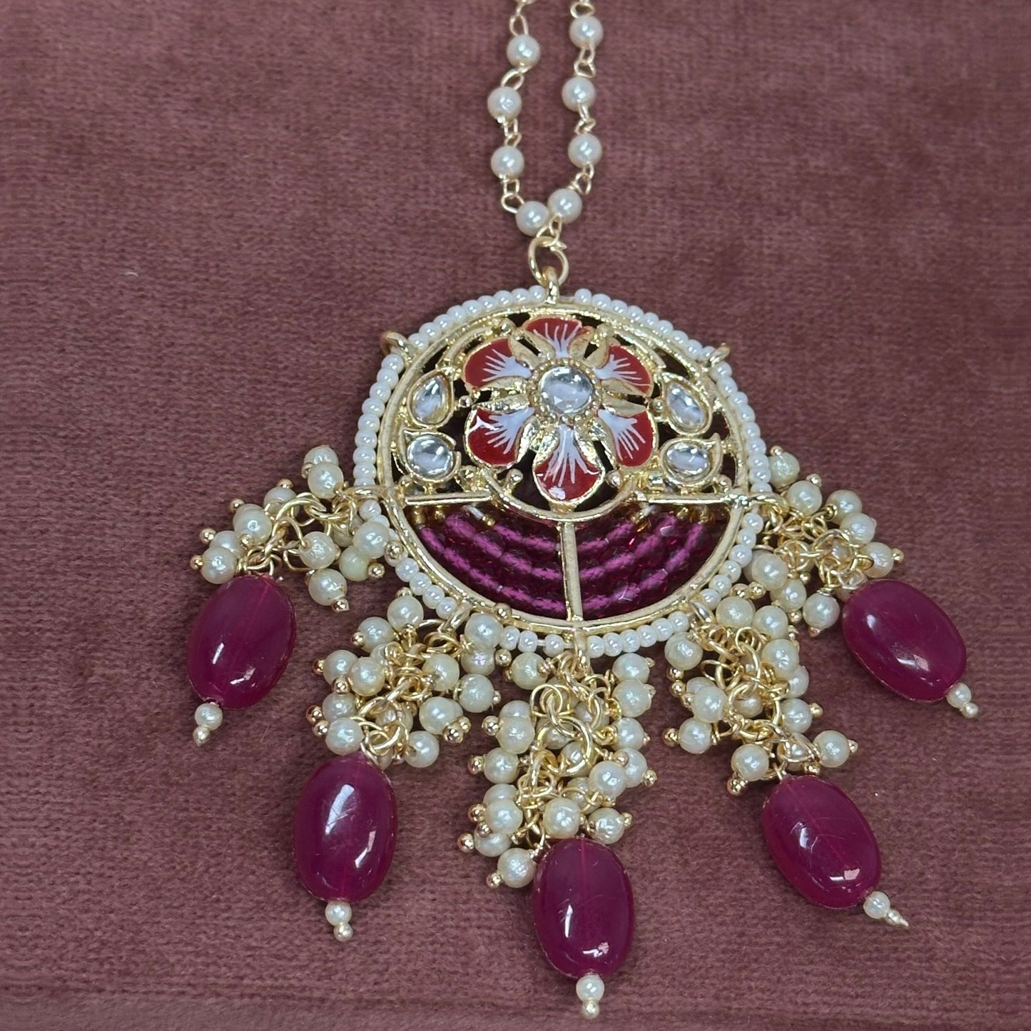 Meenakari/Faux Kudan Pearl tikka/ Tikli/ Indian/ Pakistani Fashion Jewellery/Maang Tikkas