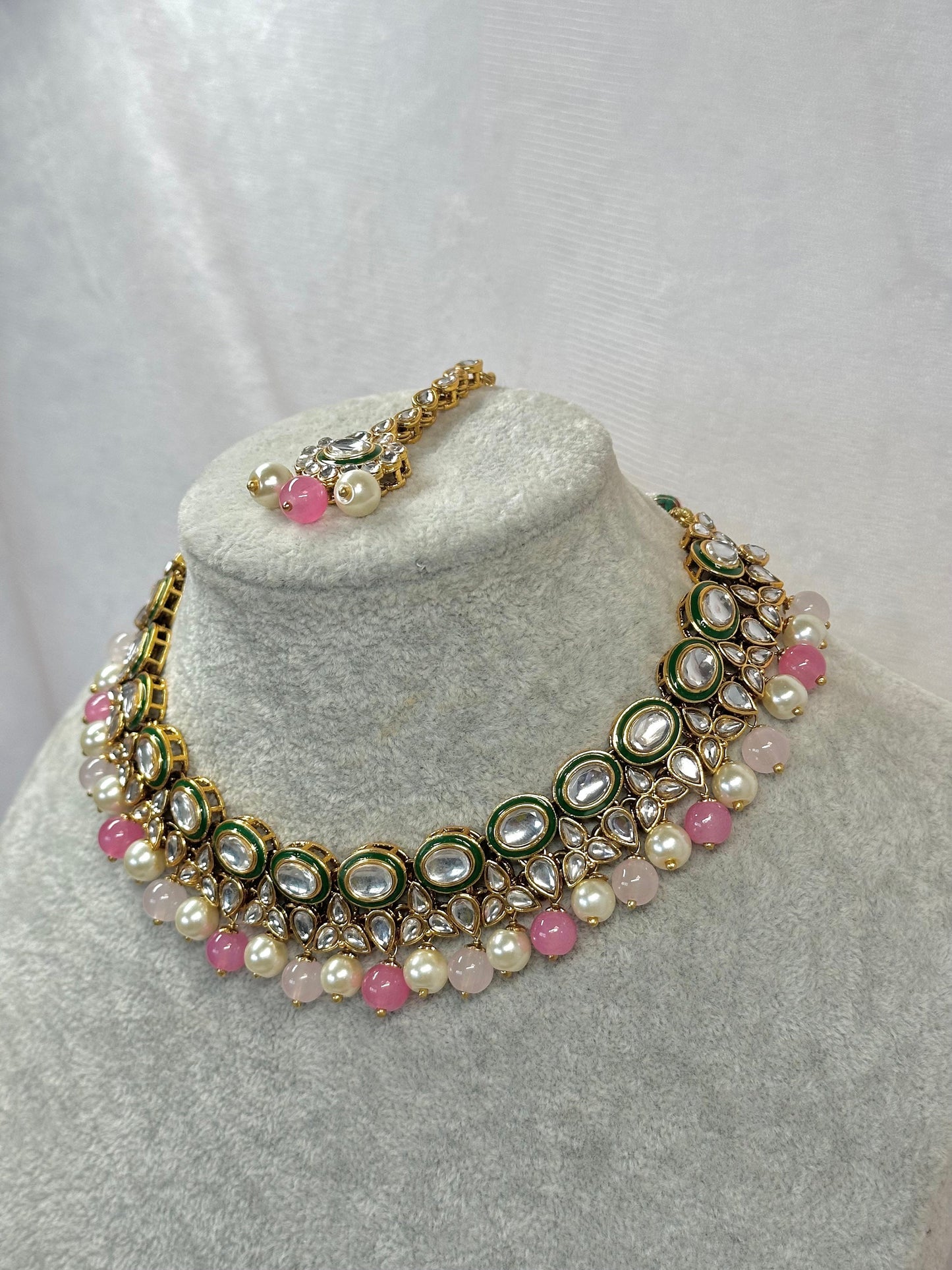 Faux Kundan Necklace and Tikka - Multicolour/ Unique Style/ Indian/ Pakistani/Fashion Jewellery/ Gift for Women