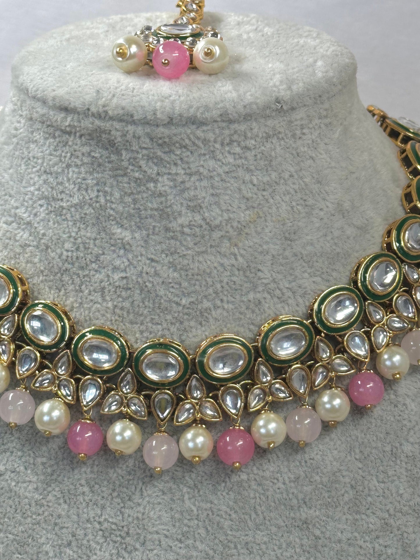 Faux Kundan Necklace and Tikka - Multicolour/ Unique Style/ Indian/ Pakistani/Fashion Jewellery/ Gift for Women