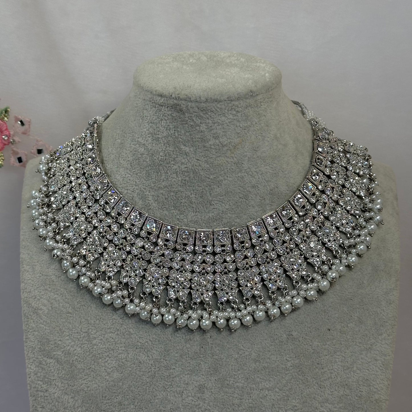 Silver Bridal Necklace/ Unique Style/ Indian/ Pakistani/Fashion Jewellery/ Gift for Women