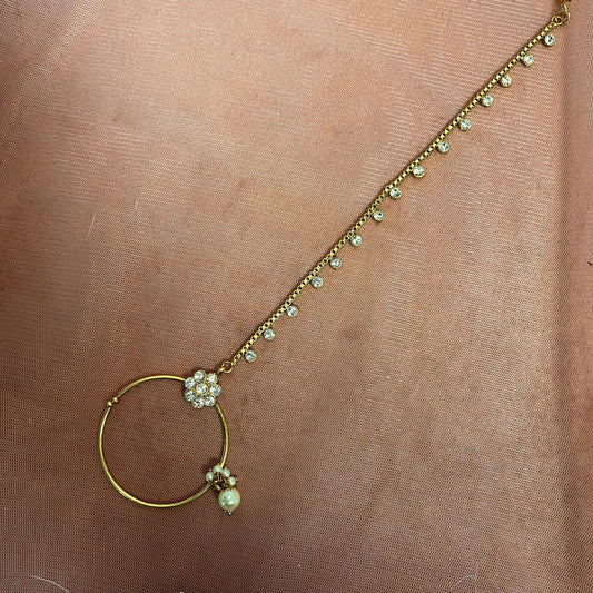 Non-Piercing Nose Ring Crystal - Golden  (Left)