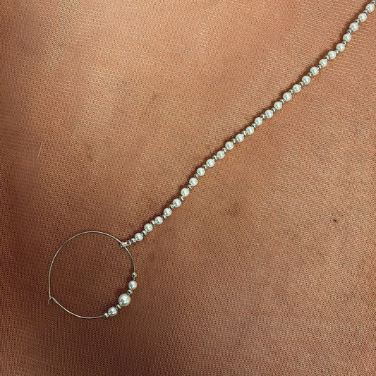 Pierced Nose Ring - Silver/ Pearl