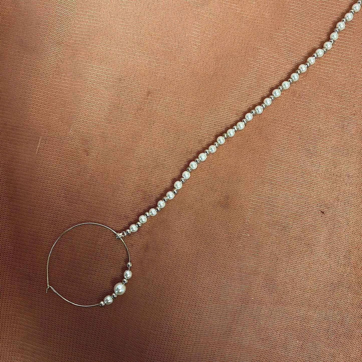 Pierced Nose Ring - Silver/ Pearl