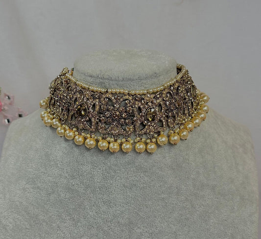 Golden Choker/ Unique Style/ Indian/ Pakistani/Fashion Jewellery/ Gift for Women