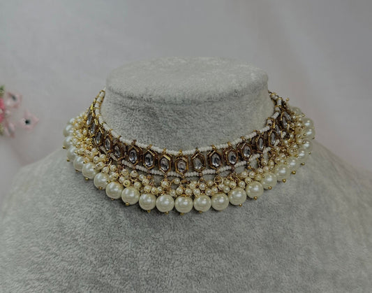 Faux Kundan Choker - Pearl/ Unique Style/ Indian/ Pakistani/Fashion Jewellery/ Gift for Women