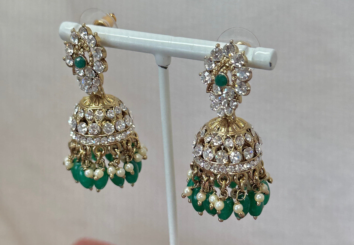 Small Jhumka Earrings - Green