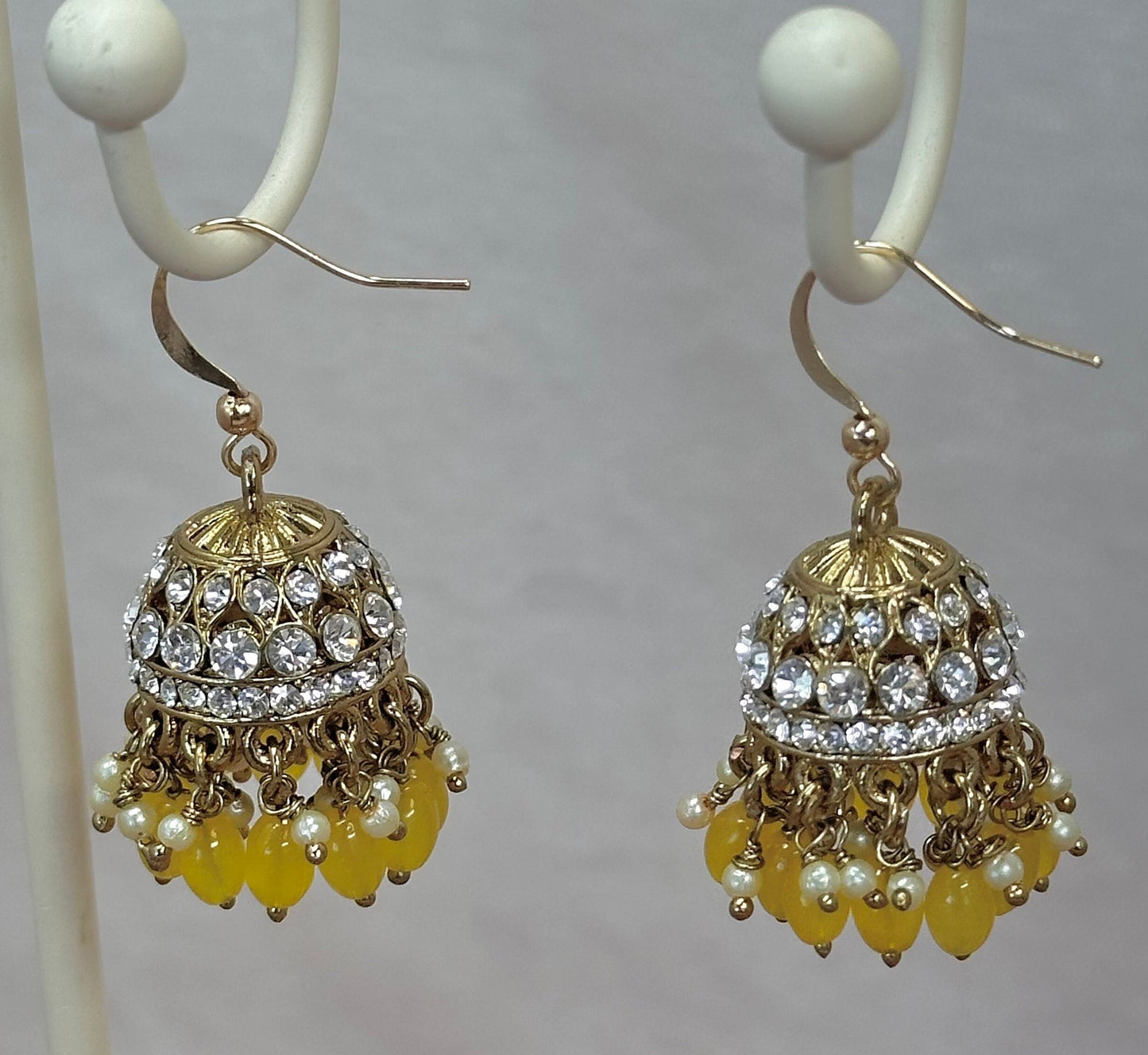 Small Jhumka Earrings - Yellow