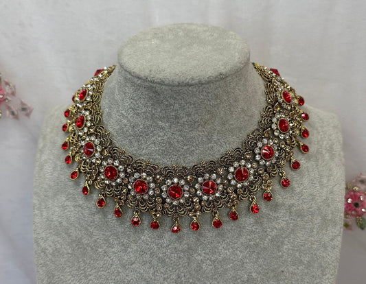 Golden Necklace - Red
