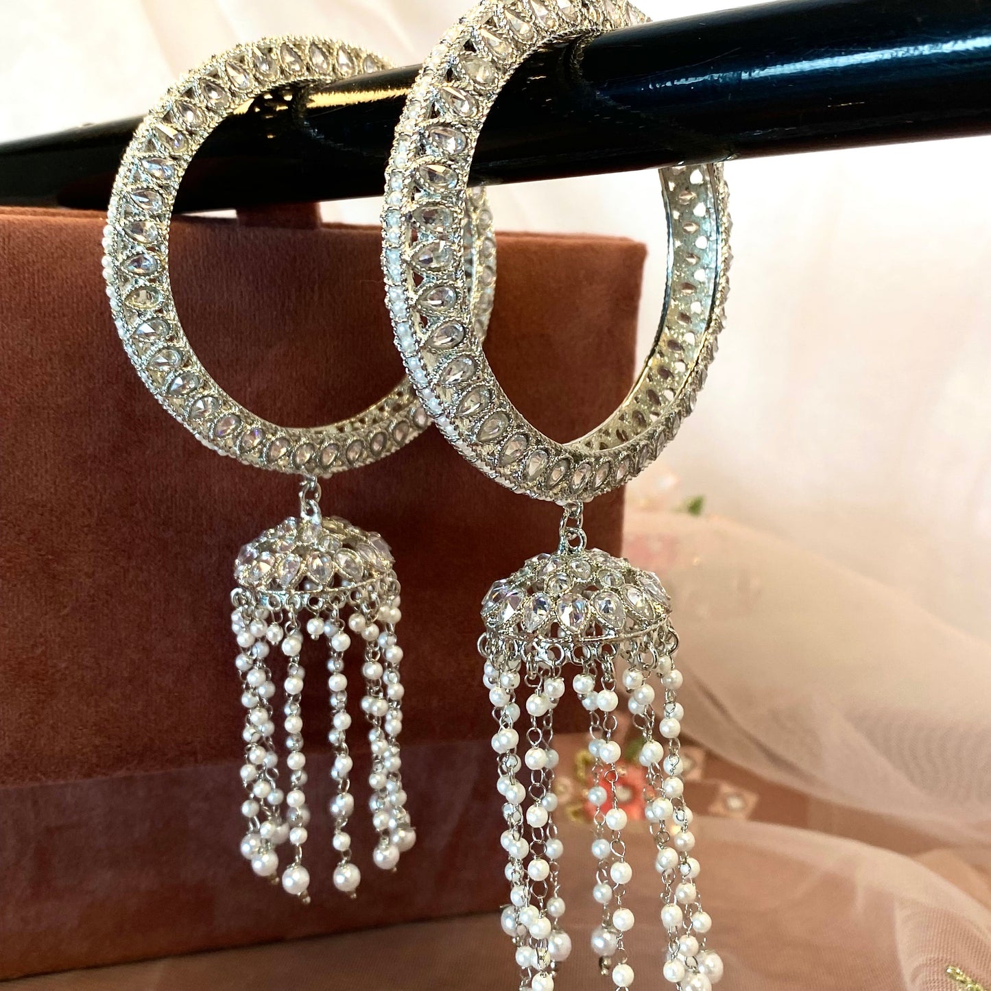 Silver Jhumka Bangles (Pair)/Indian/ Pakistani/Jewelley/ Fashion Bracelet