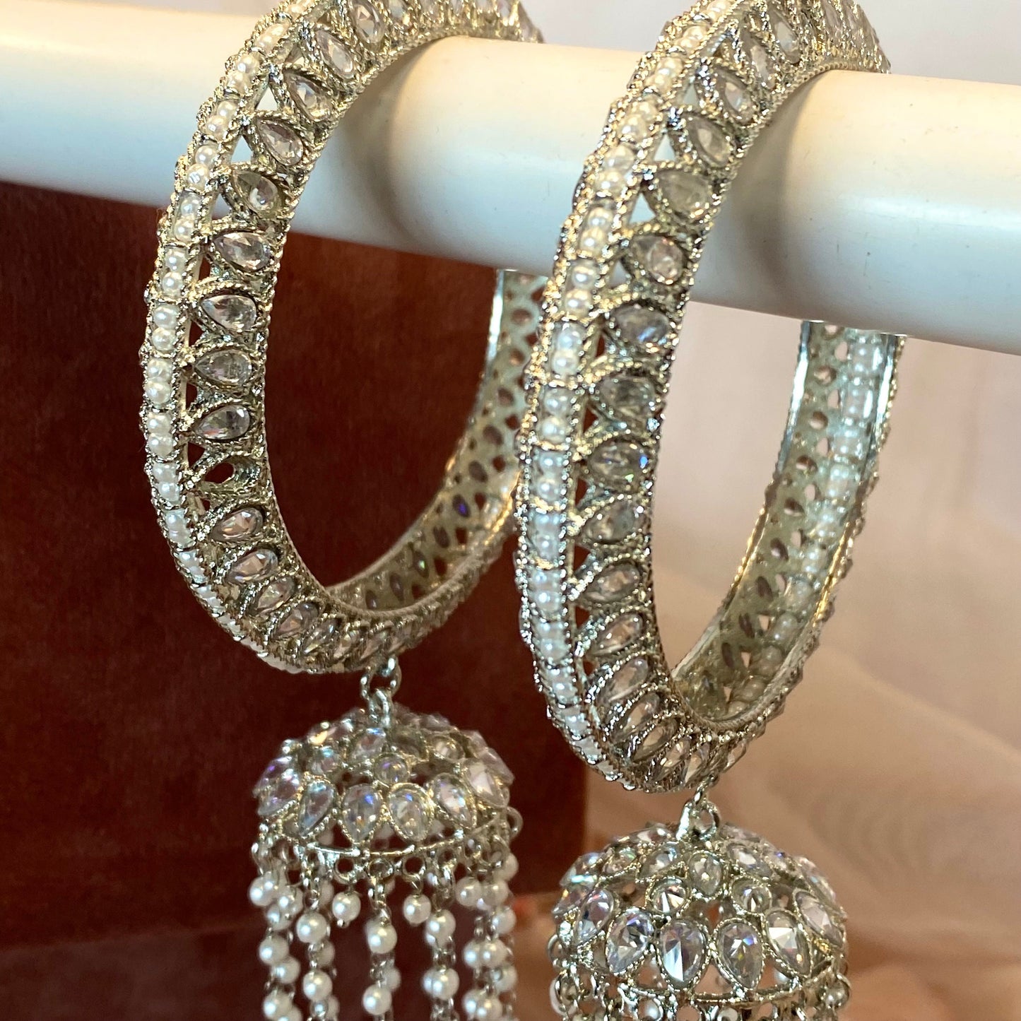 Silver Jhumka Bangles (Pair)/Indian/ Pakistani/Jewelley/ Fashion Bracelet