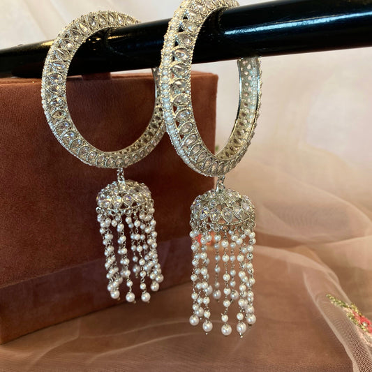 Silver Jhumka Bangles (Pair)/Indian/ Pakistani/Jewelley/ Fashion Bracelet