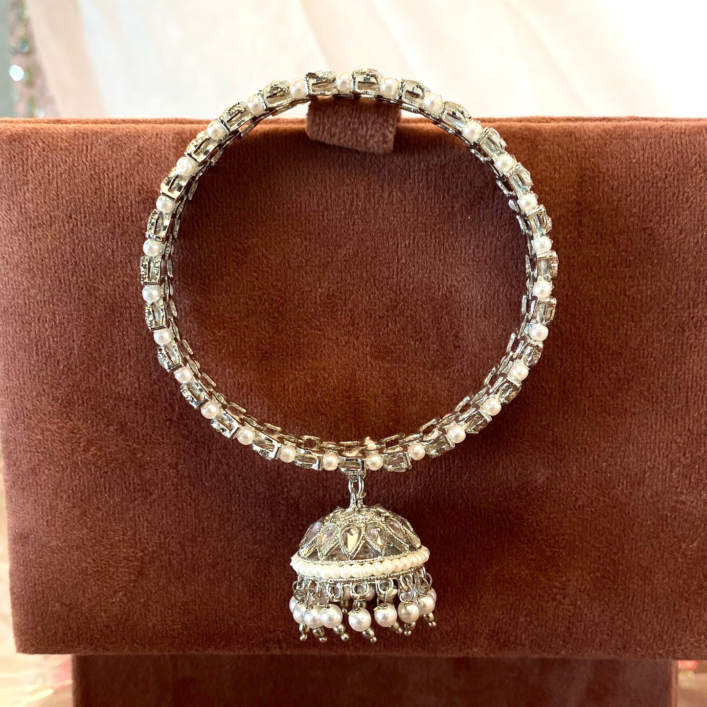 Silver Jhumka Bangles (Pair)/Indian/ Pakistani/Jewelley/ Fashion Bracelet