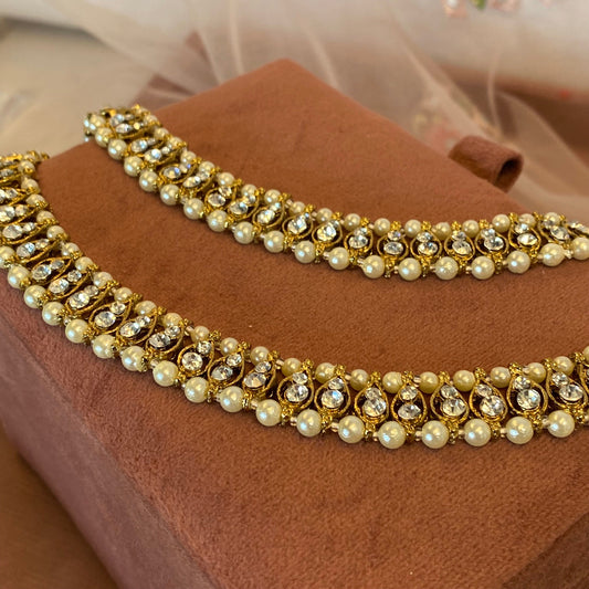 Antique Gold and Rhinestone Anklet