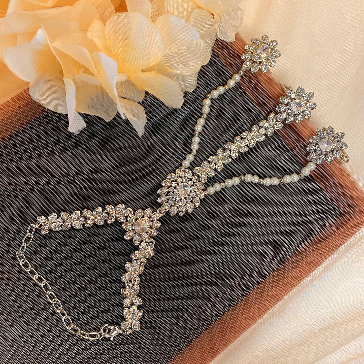 Silver Sparkly Double Necklace Bridal set