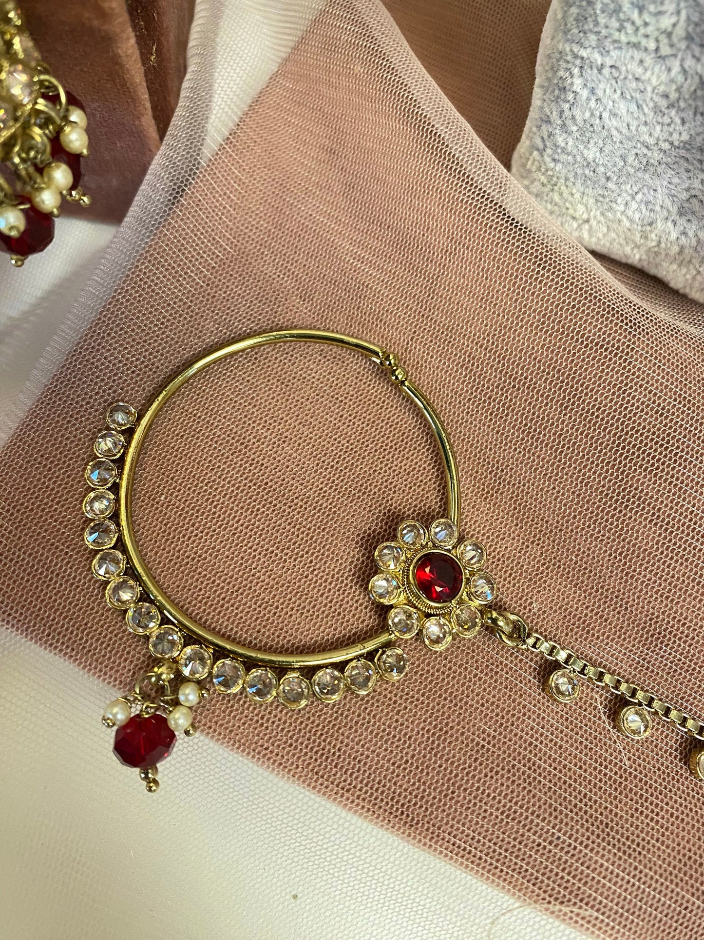 Maroon and Champagne Full Bridal Set (Mathapatti)  Indian/ Pakistani Style/ Wedding/ Fashion Jewellery/ Necklace set