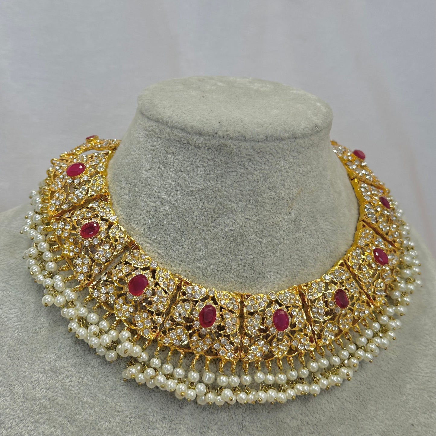 Bright Gold Bridal Full Set - Ruby (Slightly Faulty)