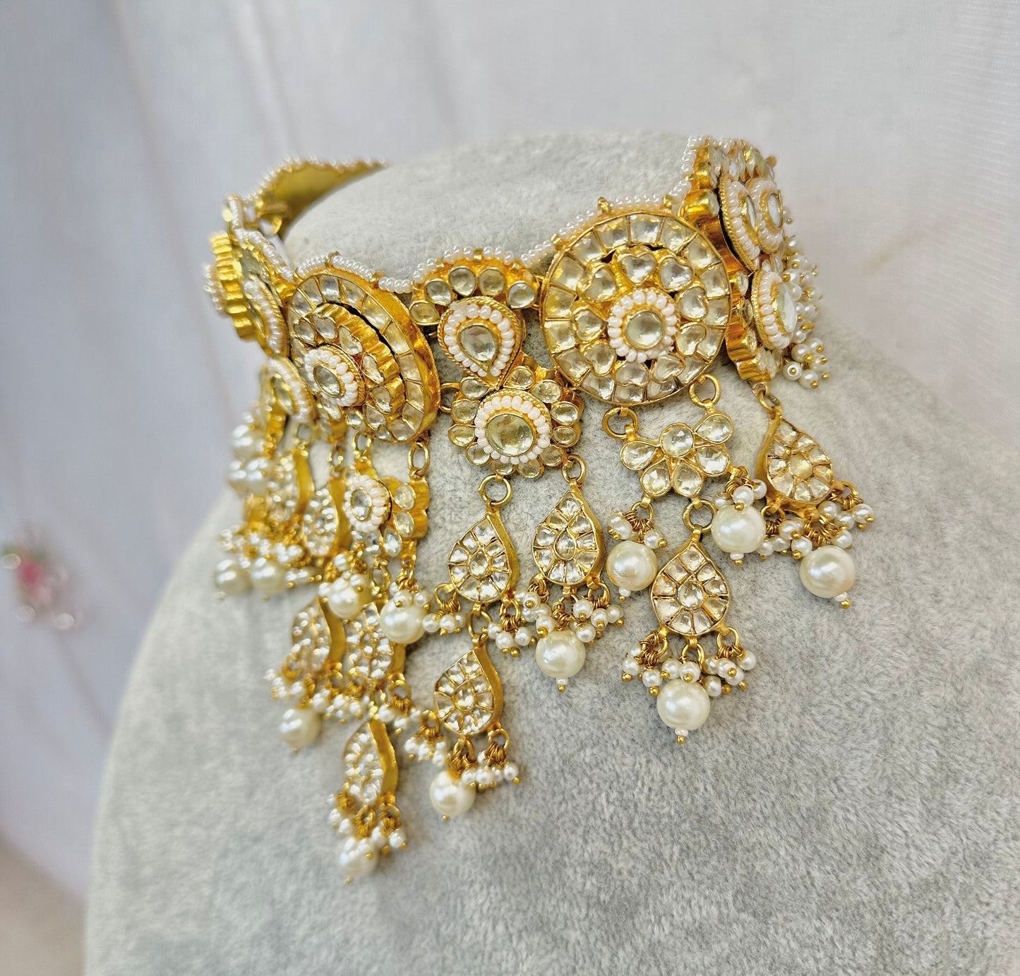 Faux Kundan with Earrings/ Unique Style/ Indian/ Pakistani/Fashion Jewellery/ Gift for Women