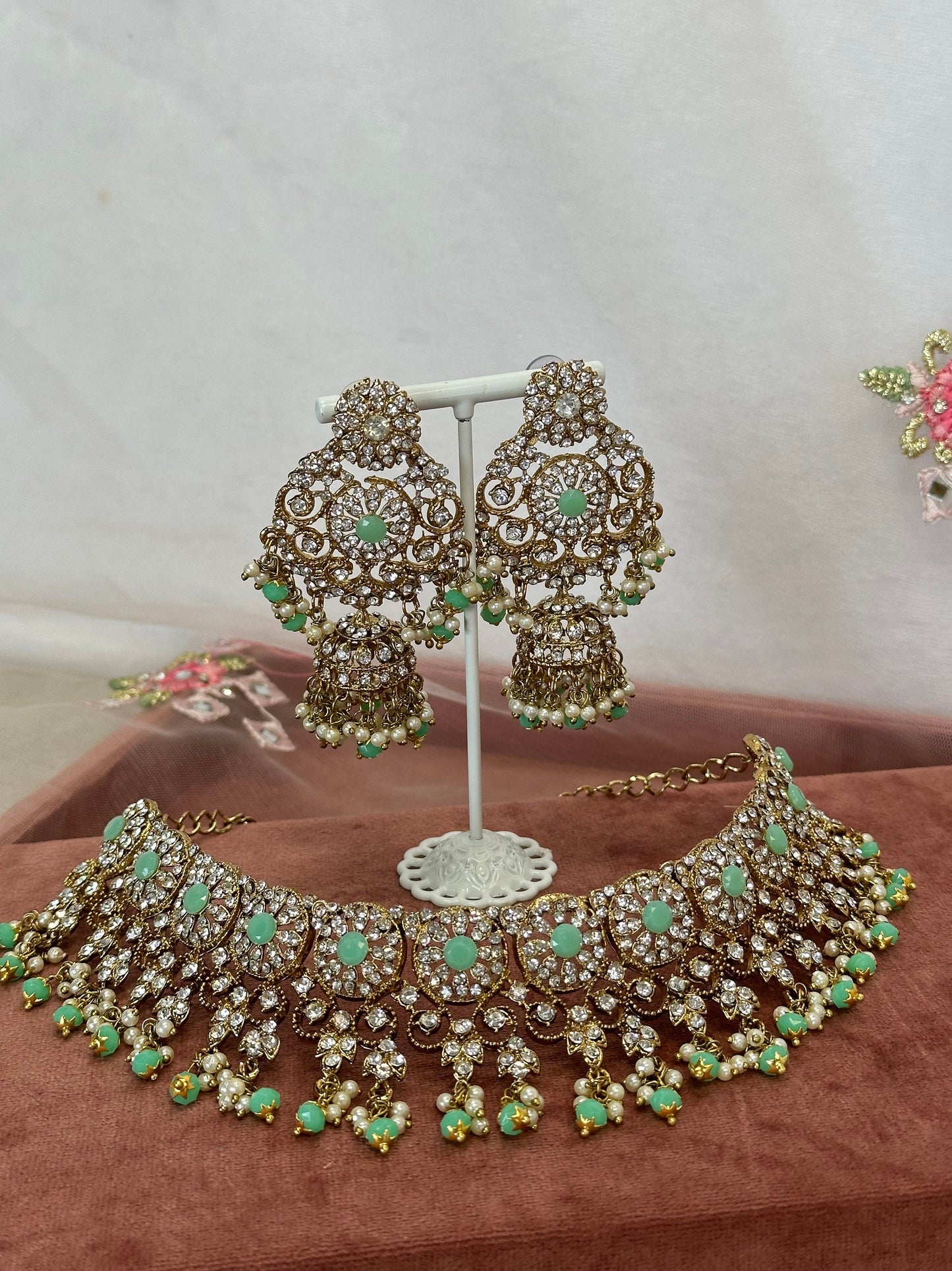 Crystal Choker Set - Mint