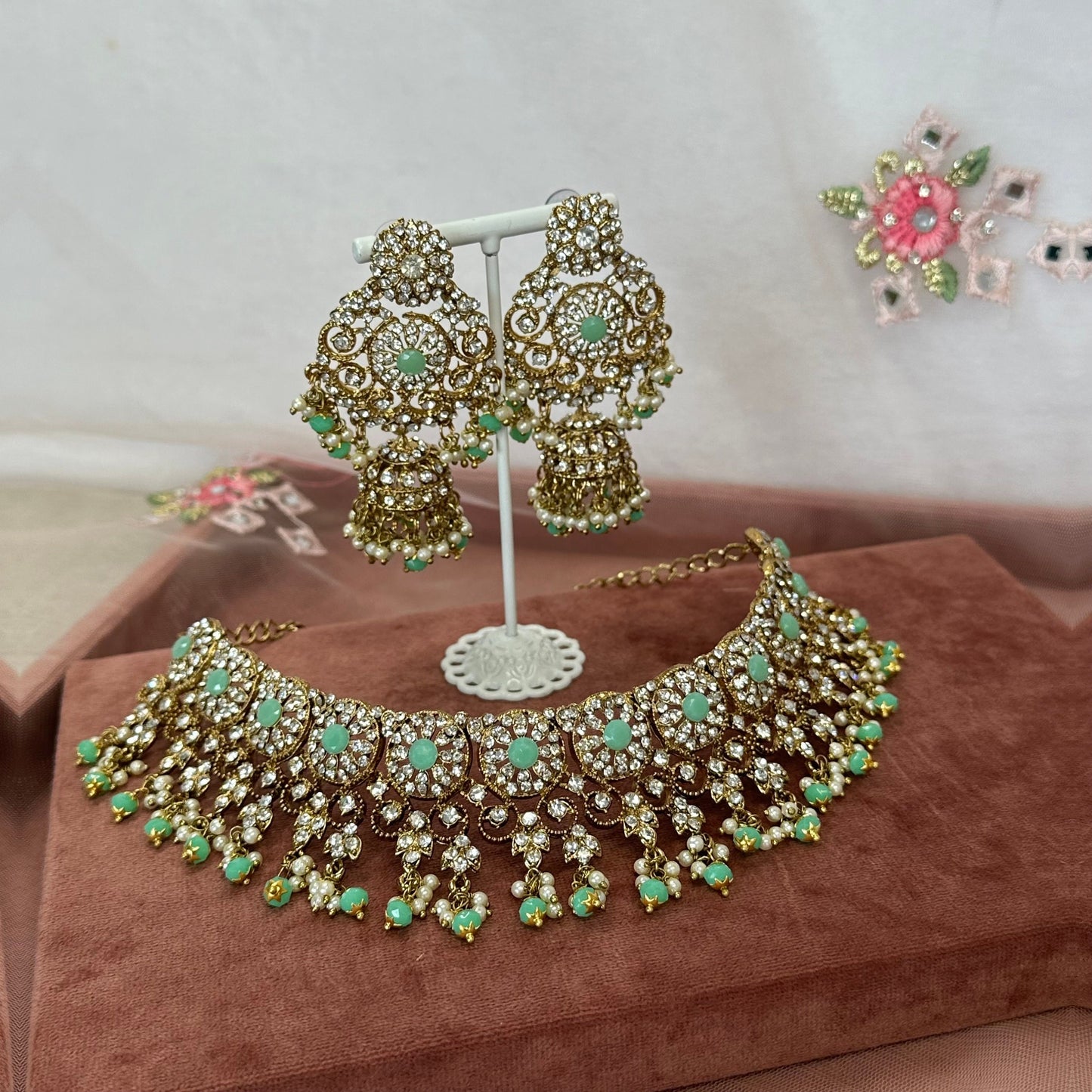 Crystal Choker Set - Mint