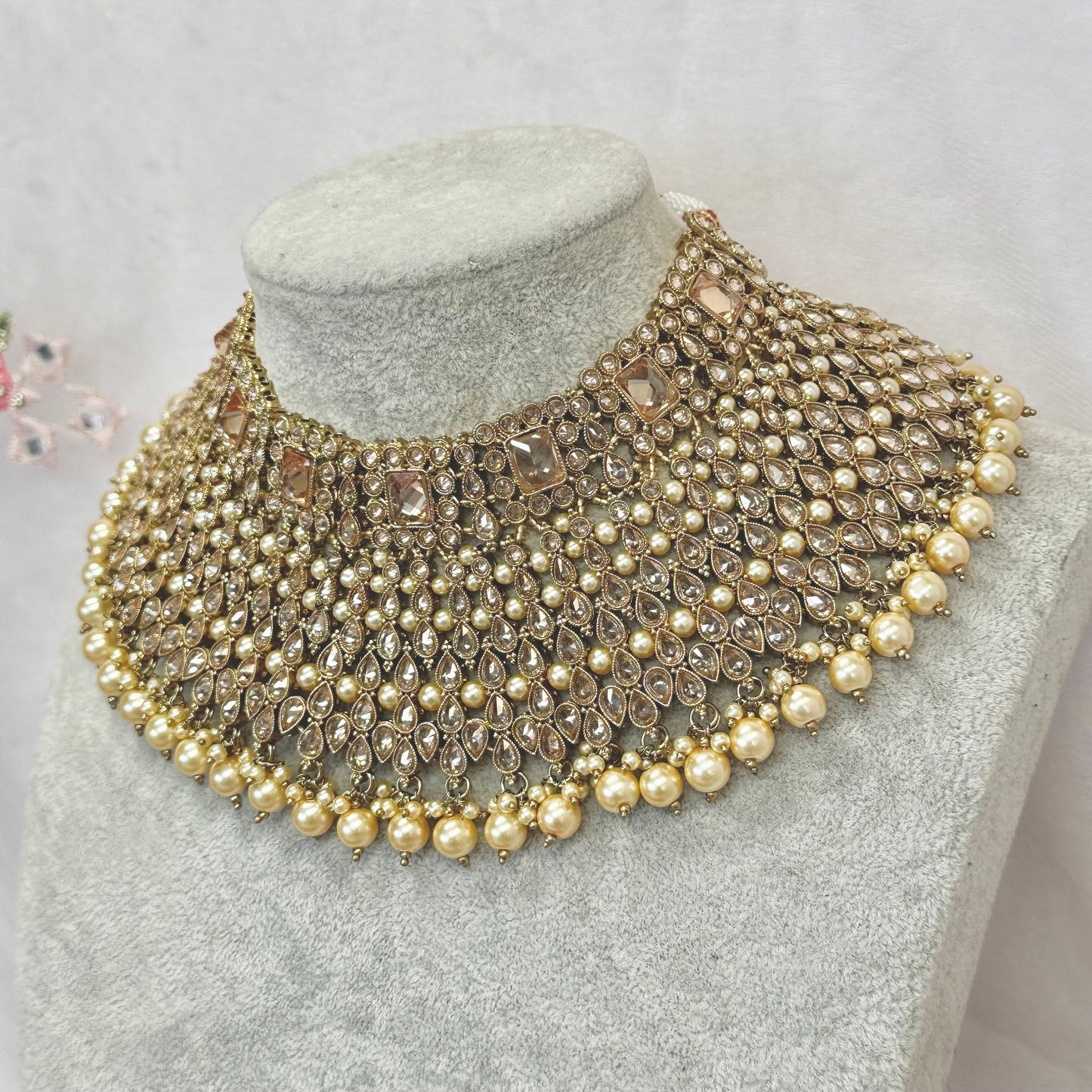 Champagne Bridal Choker/ Unique Style/ Indian/ Pakistani/Fashion Jewellery/ Gift for Women