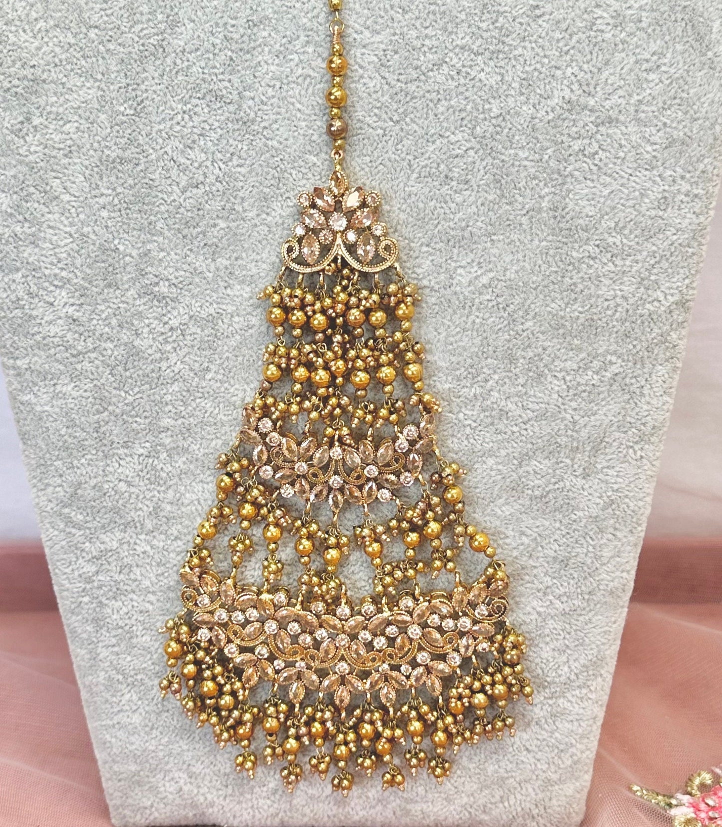 Champagne Bridal Necklace Set - Gold Ball/ Unique Style/ Indian/ Pakistani/Fashion Jewellery/ Gift for Women