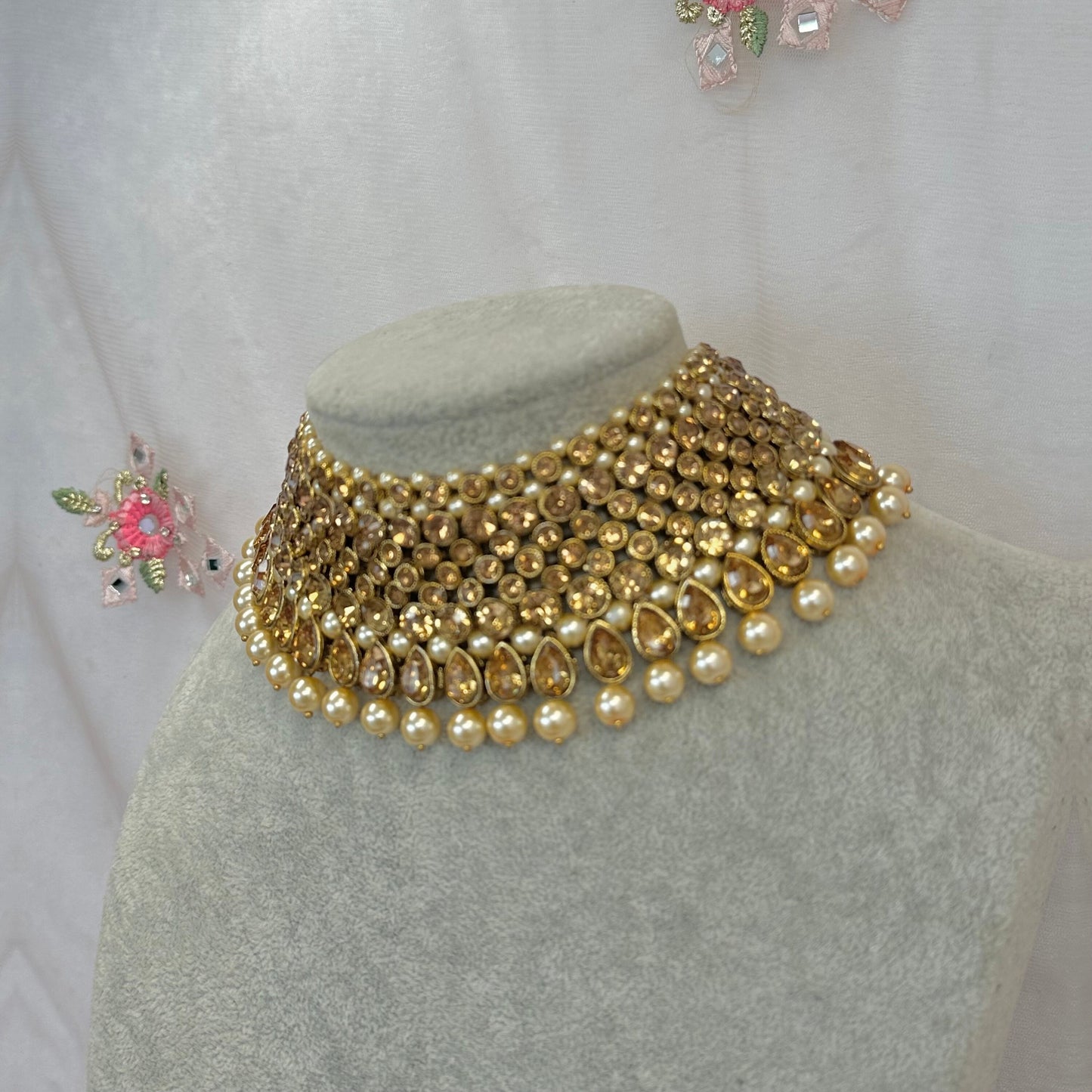 Champagne Choker/ Unique Style/ Indian/ Pakistani/Fashion Jewellery/ Gift for Women