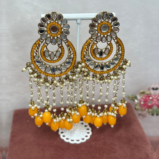Large Mirror Earrings - Mustard