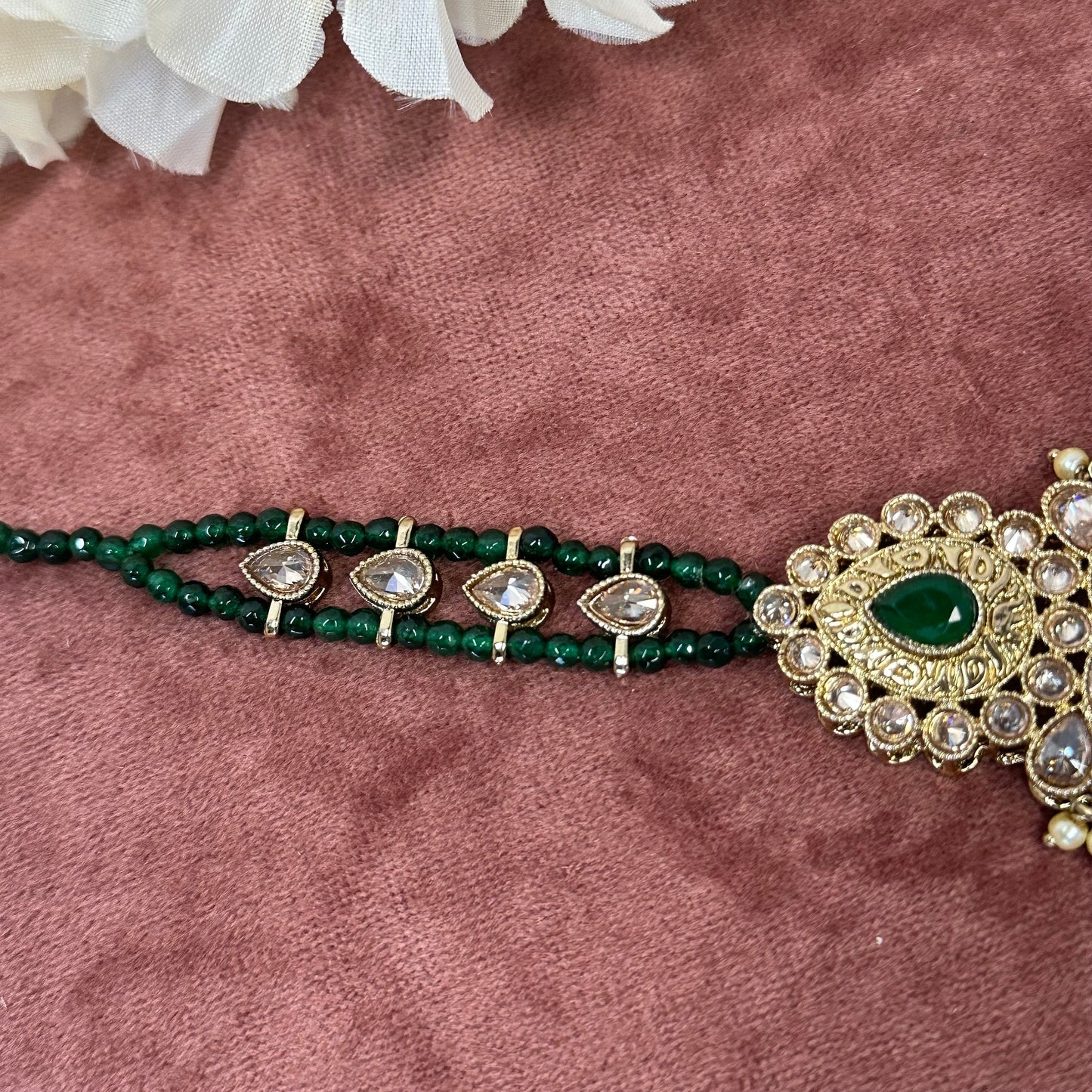 Green Tikka/ Tikli/ Indian/ Pakistani Fashion JewelleryMaang Tikkas