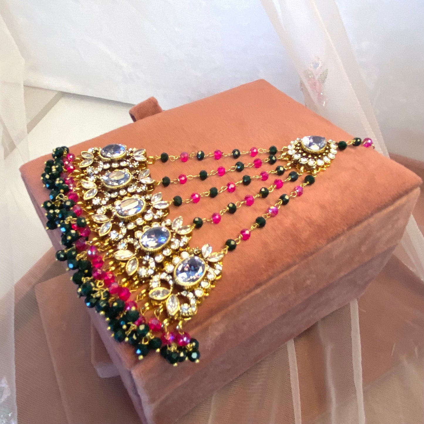 Mulitcolour/Mehendi Jhumar (Side Head Piece)/ Passa/ Indian/ Pakistani Style/Headpieces