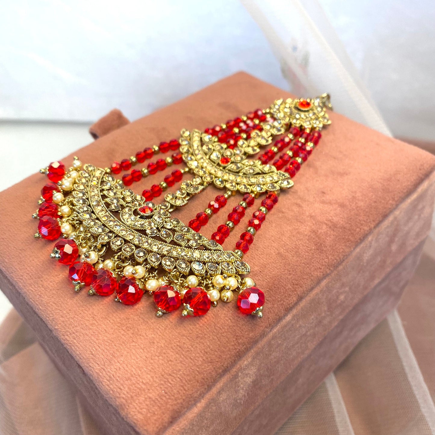 Red Jhumar/ Passa/ Indian/ Pakistani Style/Headpieces