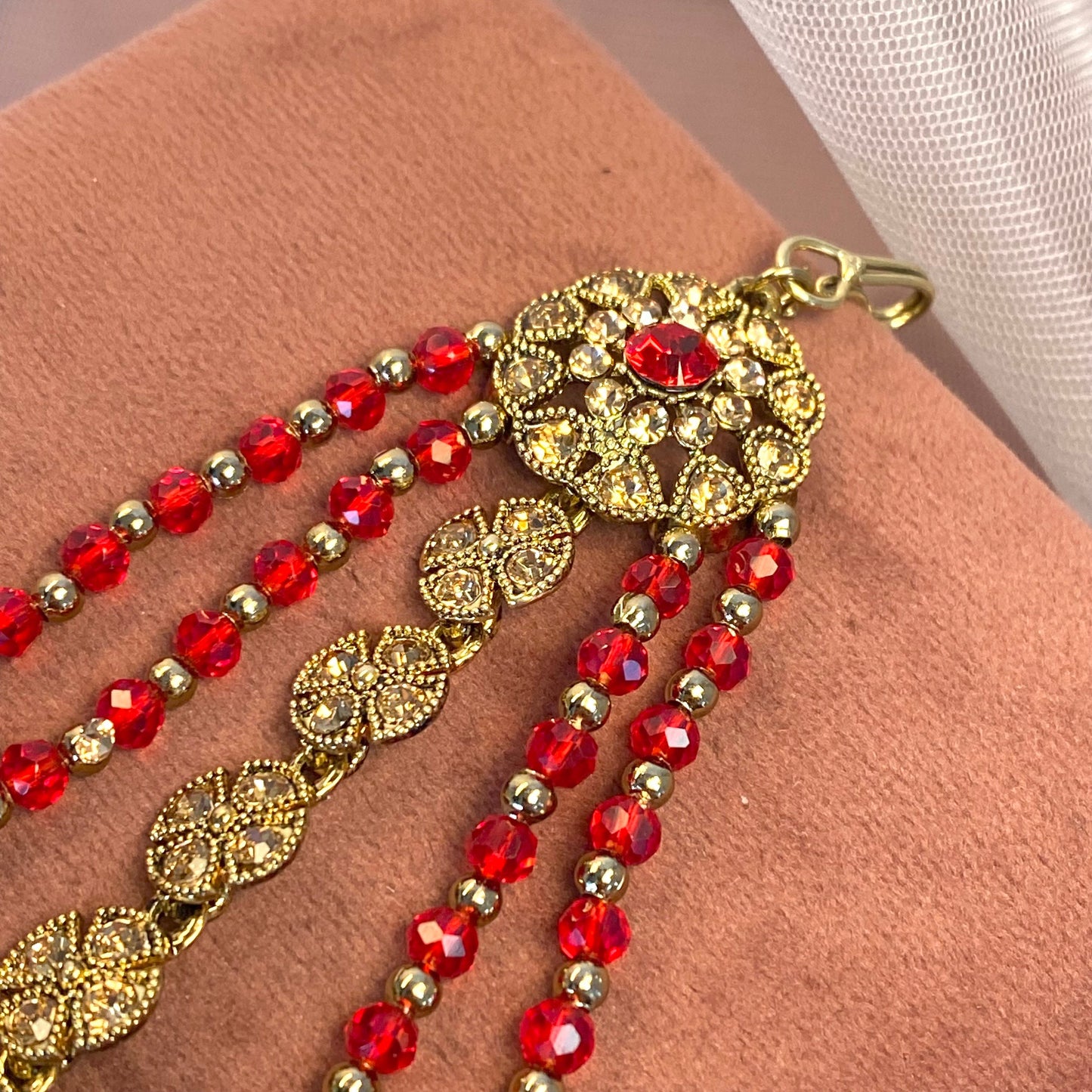 Red Jhumar/ Passa/ Indian/ Pakistani Style/Headpieces