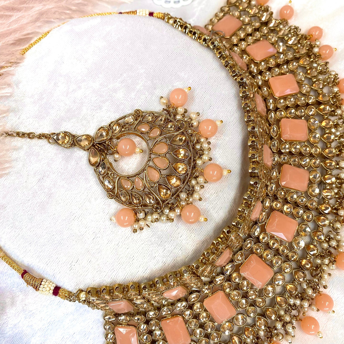 Chunky Bridal Champagne Choker Set Indian/ Pakistani Style/ Wedding/ Fashion Jewellery/ Necklace set