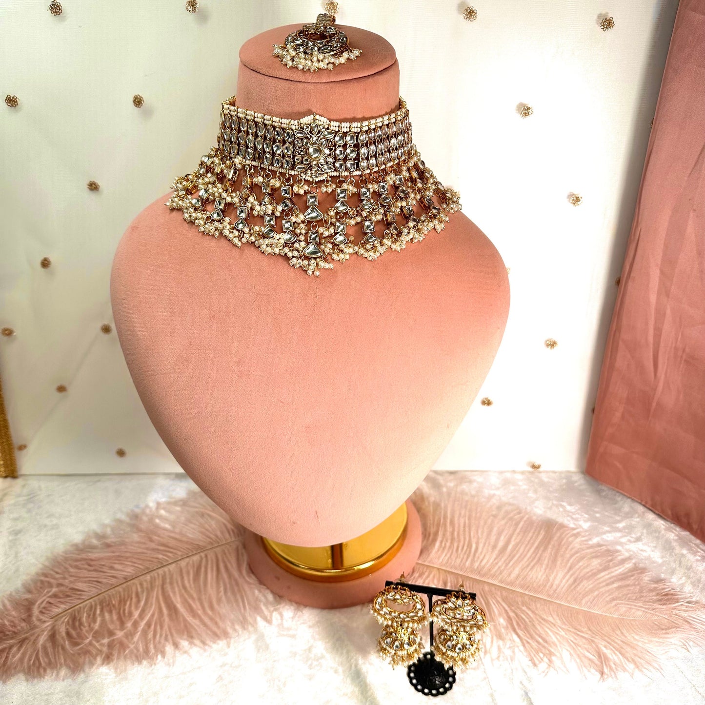 Faux Kundan Necklace and Tikka/ Unique Style/ Indian/ Pakistani/Fashion Jewellery/ Gift for Women