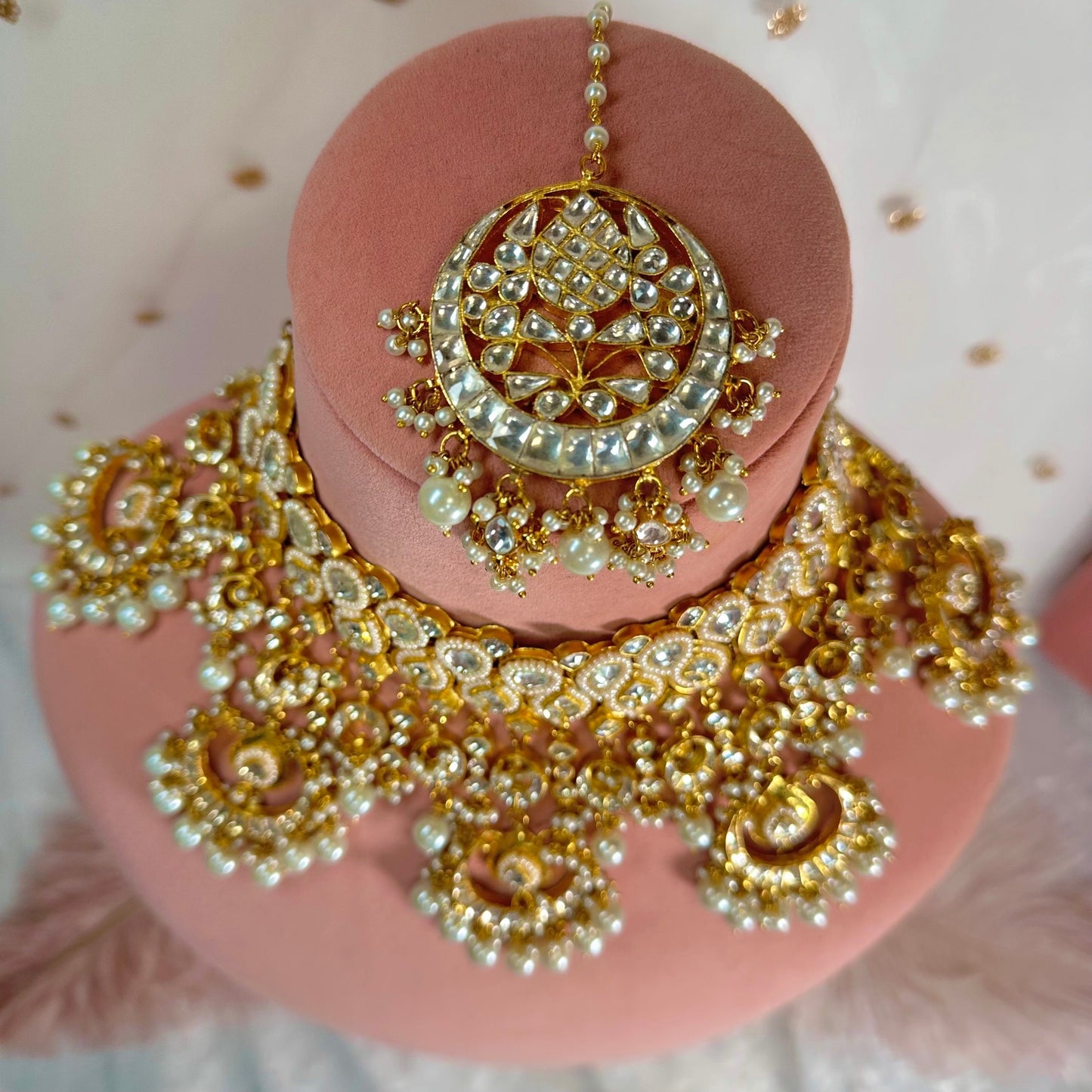 Faux Kundan Necklace and Tikka/ Unique Style/ Indian/ Pakistani/Fashion Jewellery/ Gift for Women