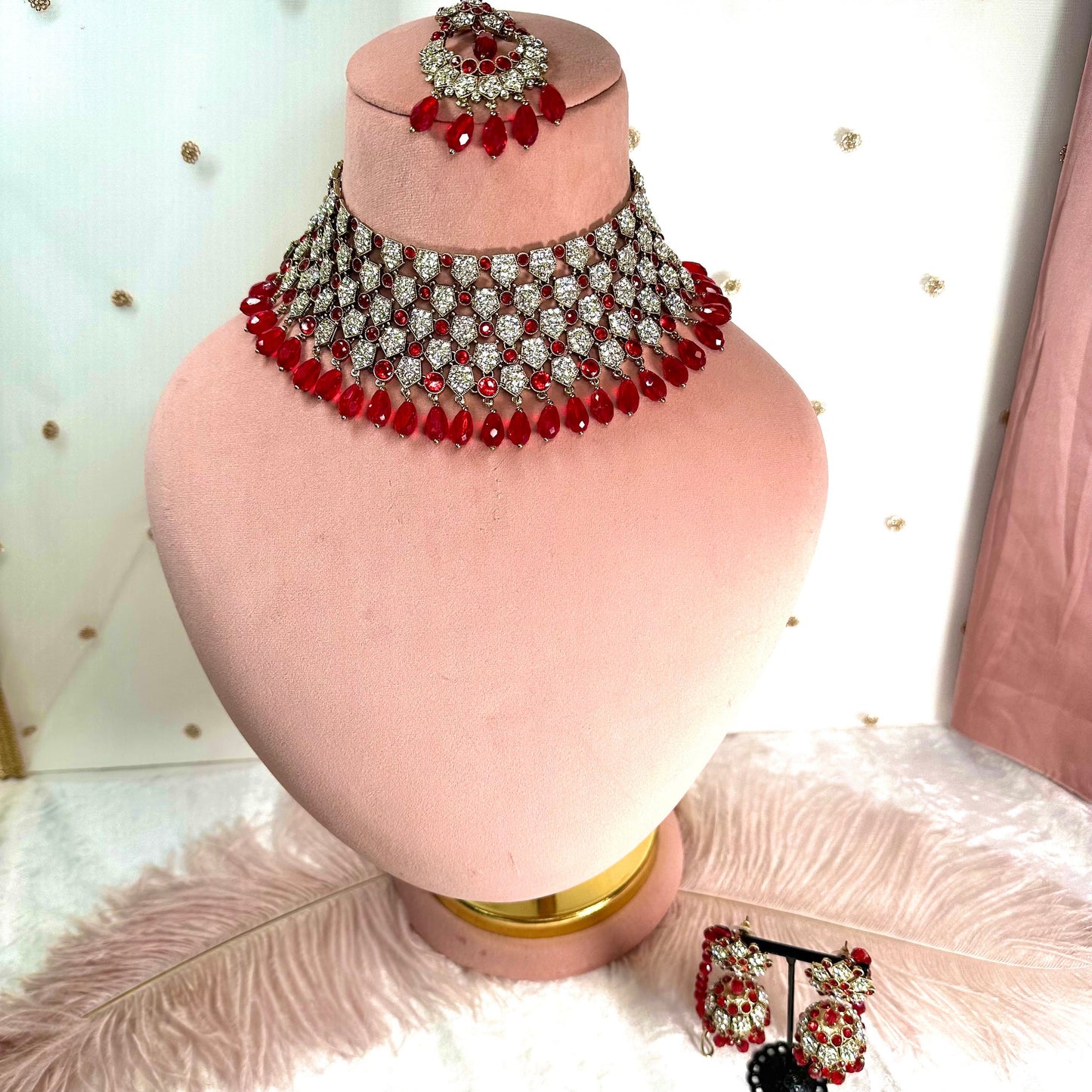 Bridal Necklace Set Indian/ Pakistani Style/ Wedding/ Fashion Jewellery/ Necklace set